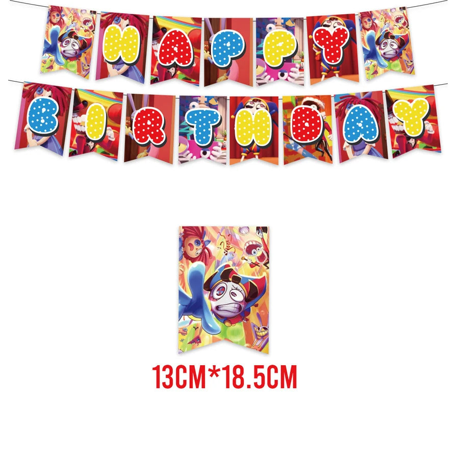 ensemble décoration anniversaire cirque numérique vaisselle papier assiettes gobelets serviettes nappe décorations multicolores