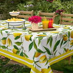 nappe rectangulaire moderne jaune citron feuilles décoration table fête polyester