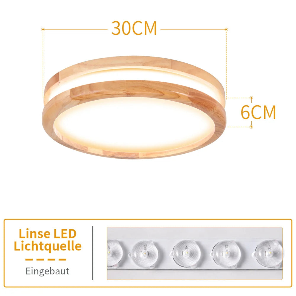 plafonnier led moderne bois diffuseur acrylique opaque salon chambre entree