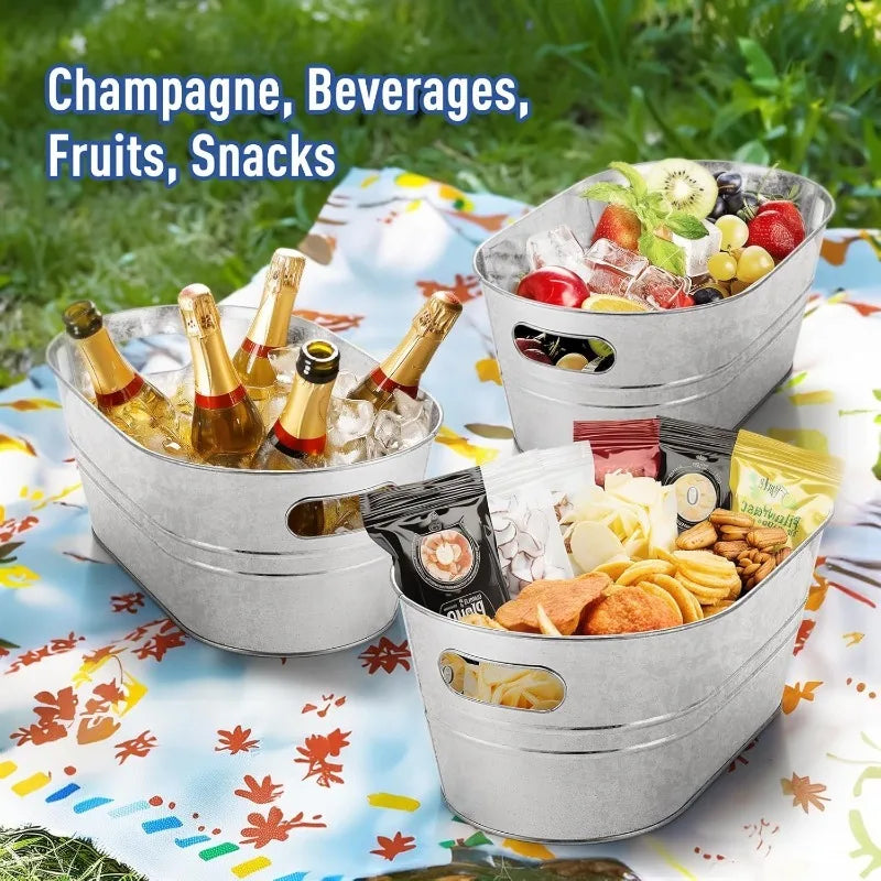 seau glace acier inoxydable argenté refroidisseur boissons fête champêtre rustique gallons capacité grande
