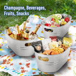 seau glace acier inoxydable argenté refroidisseur boissons fête champêtre rustique gallons capacité grande
