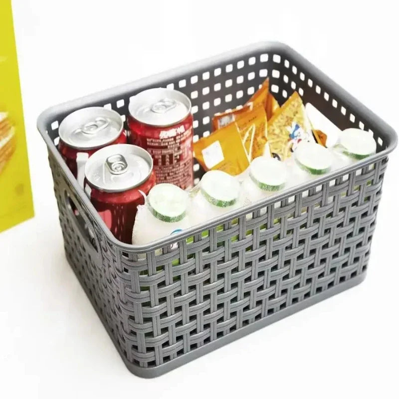 panier rangement réutilisable plastique gris moderne texture rétro poignées rangement