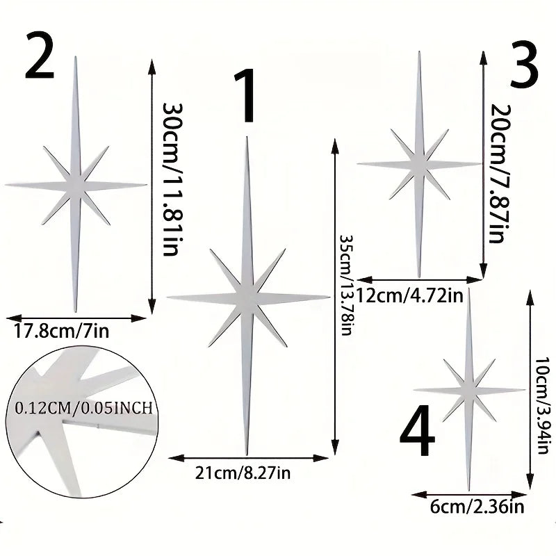 décorations murales étoiles métal or argent modernes 17.8cm 21cm 35cm 6cm