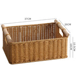 panier tressé naturel poignées bois rangement traditionnel respectueux environnement dimension 37x26cm