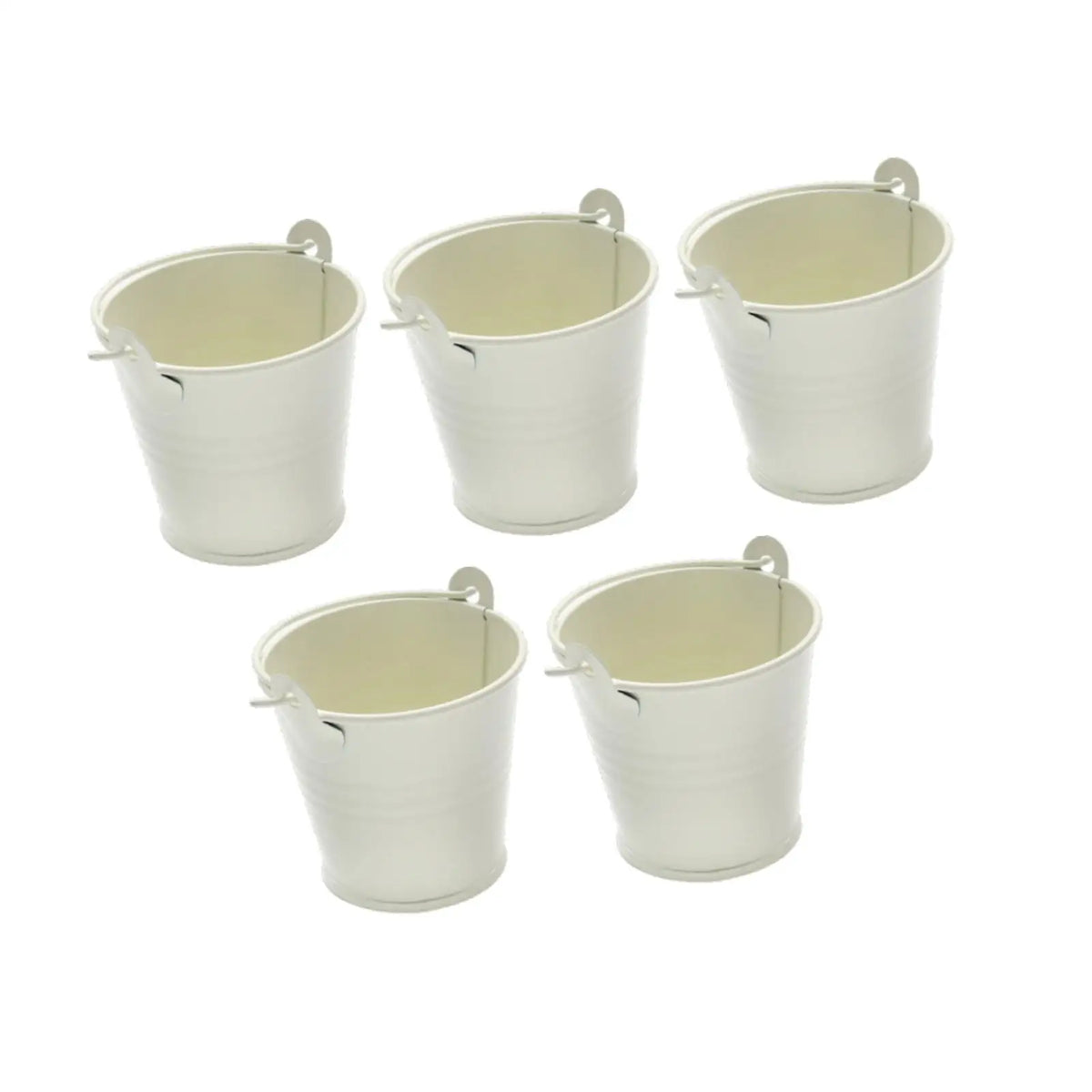 petits seaux métal galvanisé blanc rose bleu rouge violet vert orange jaune anneaux métalliques