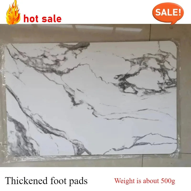 tapis sol marbre blanc gris moderne salle bain respectueux environnement diatomite rapide sec