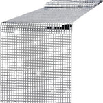 nappe deco festive paillette metallique transparente 120x33cm argentees motifs carres