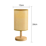 lampe table led tissu lin bois naturel minimaliste beige réglable éclairage chambre veilleuse usb
