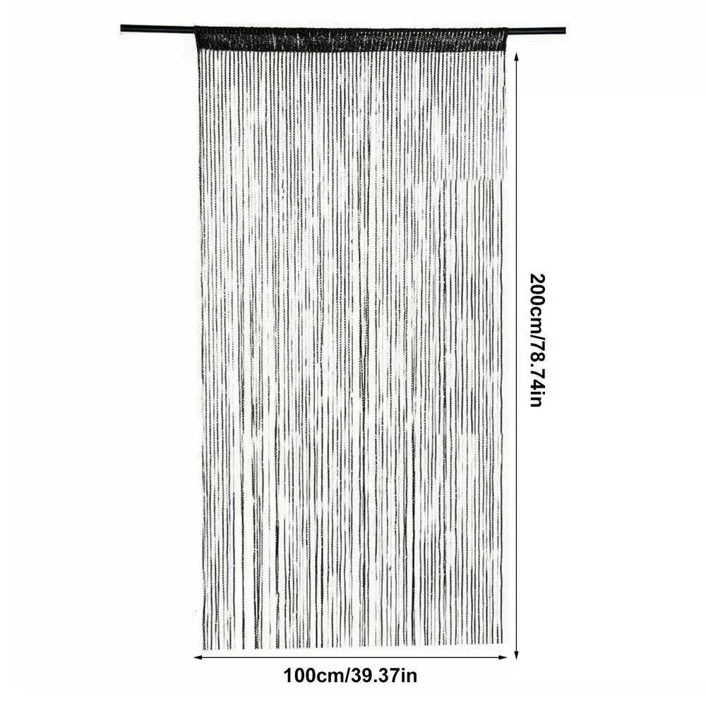 rideau franges argenté noir multicolore semi transparent festif barre supérieure