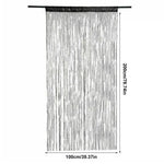 rideau franges argenté noir multicolore semi transparent festif barre supérieure