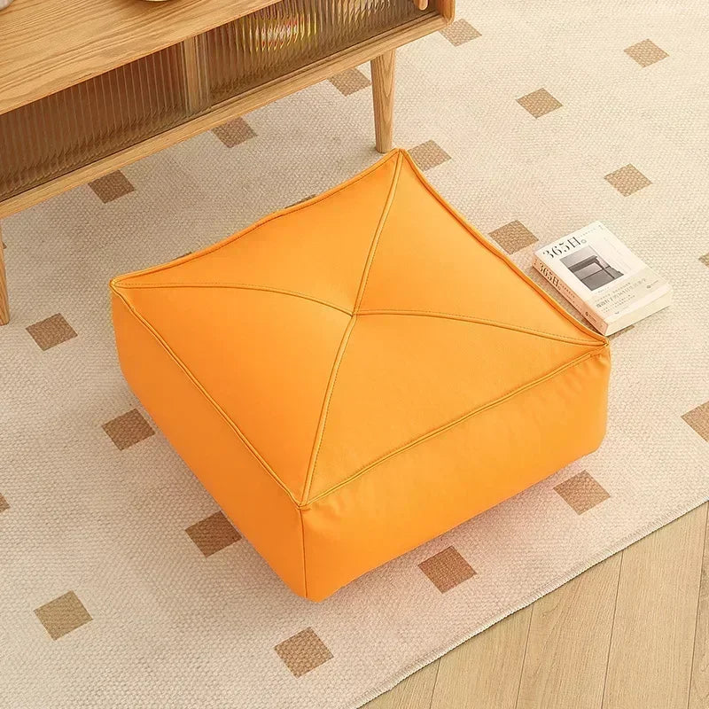pouf moderne orange gris vert blanc mousse pu polyester coton imperméable amovible lavable