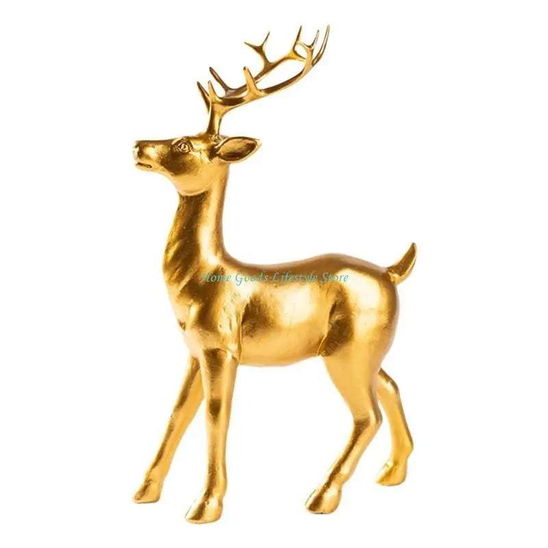 statue cerf doré résine moderne or floral décoration intérieure brillante élégante festive amour