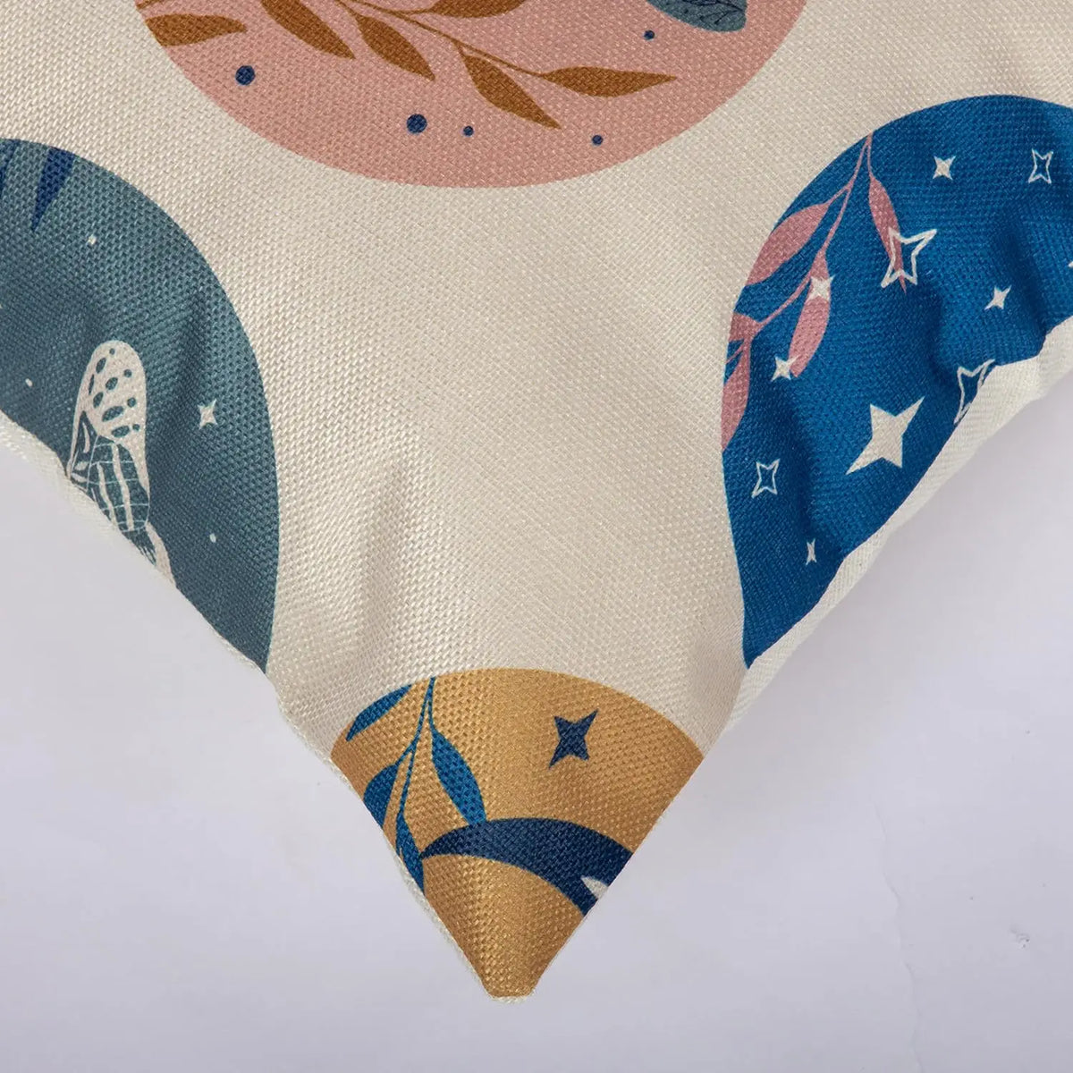 taies d'oreiller boho lin floral papillons lunes géométriques naturel 18x18 non toxique écologique