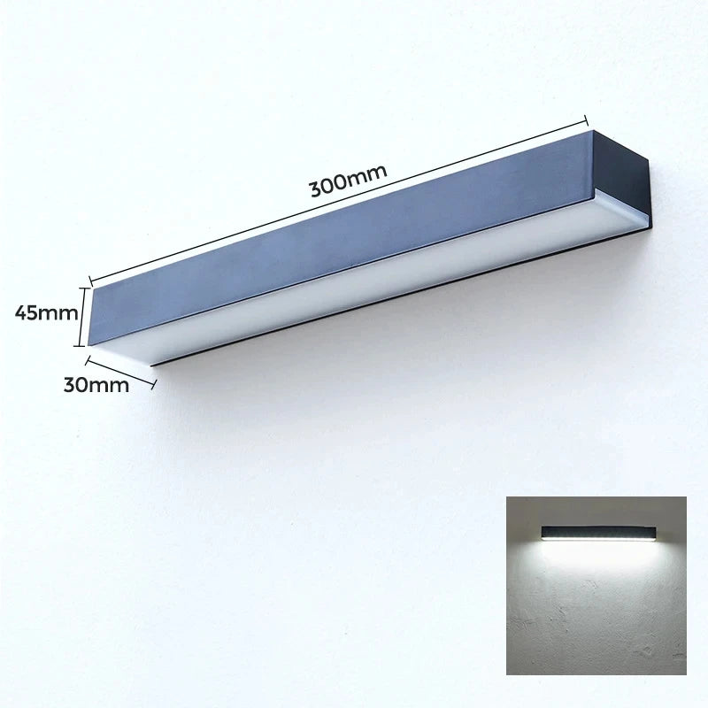 applique murale led moderne extérieure solaire noire blanche rectangulaire minimaliste