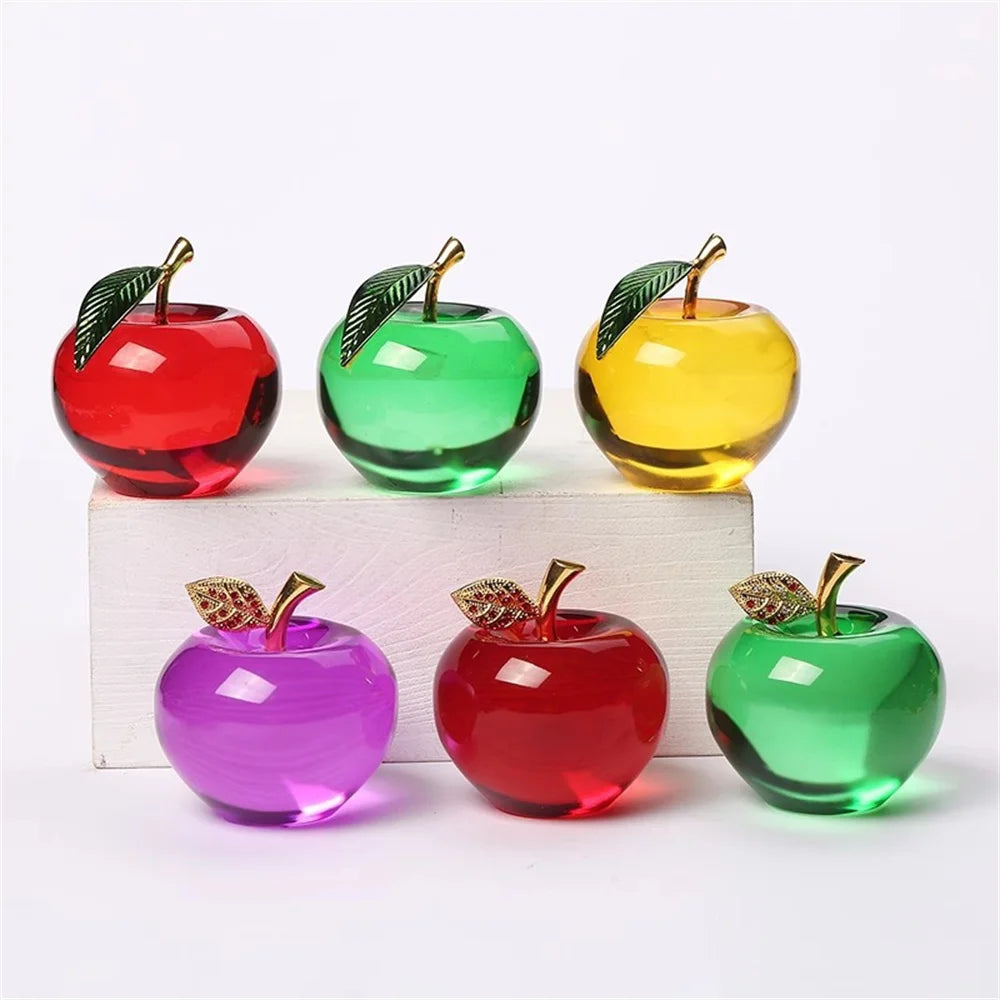 pommes verre couleur rouge vert jaune violet bleu feuille dorée moderne décoration maison artisanale
