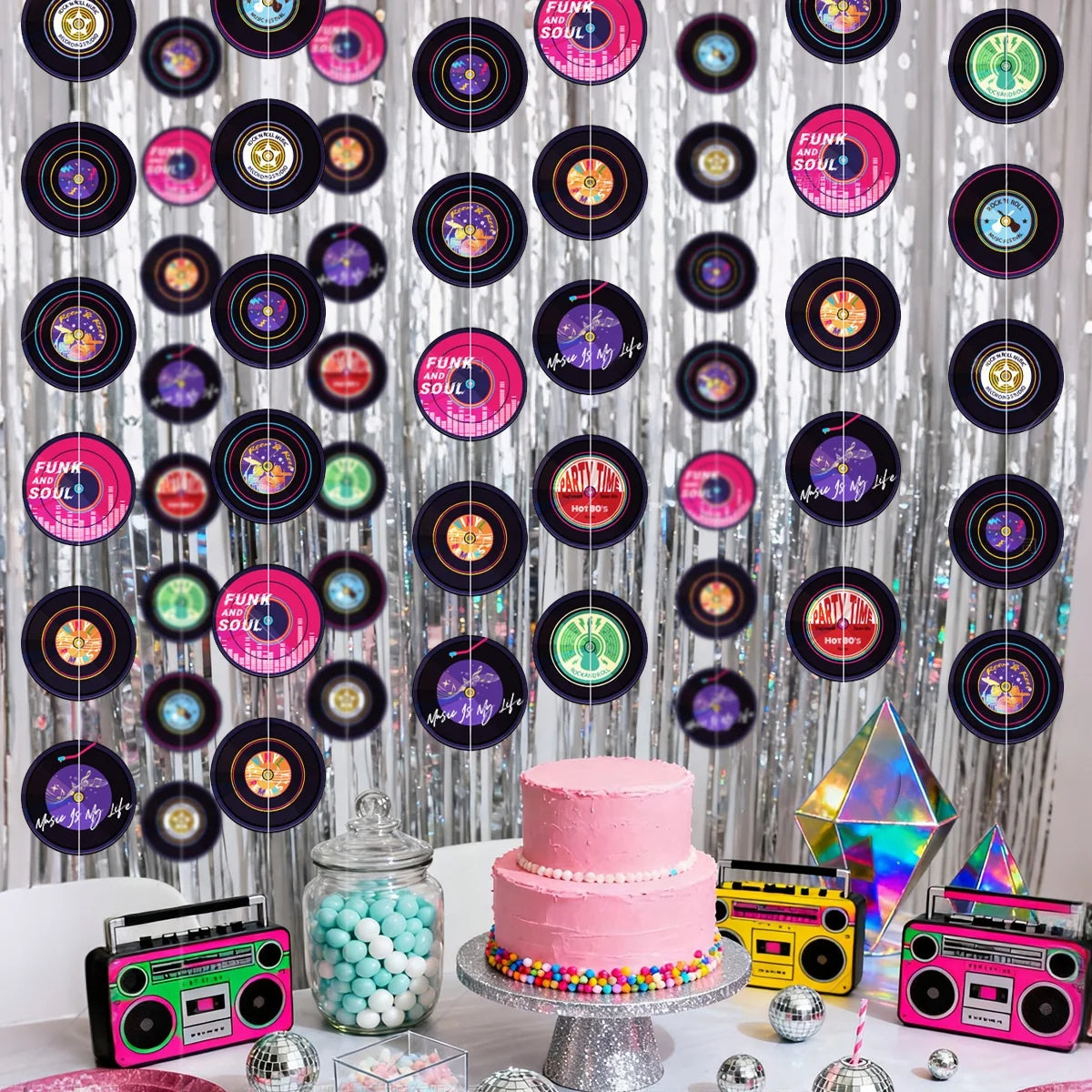 décoration murale vintage disques vinyle funk soul anniversaire mariage fiançailles événement festive