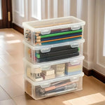 lot boites rangement plastique transparentes couvercles crayons feutres maison