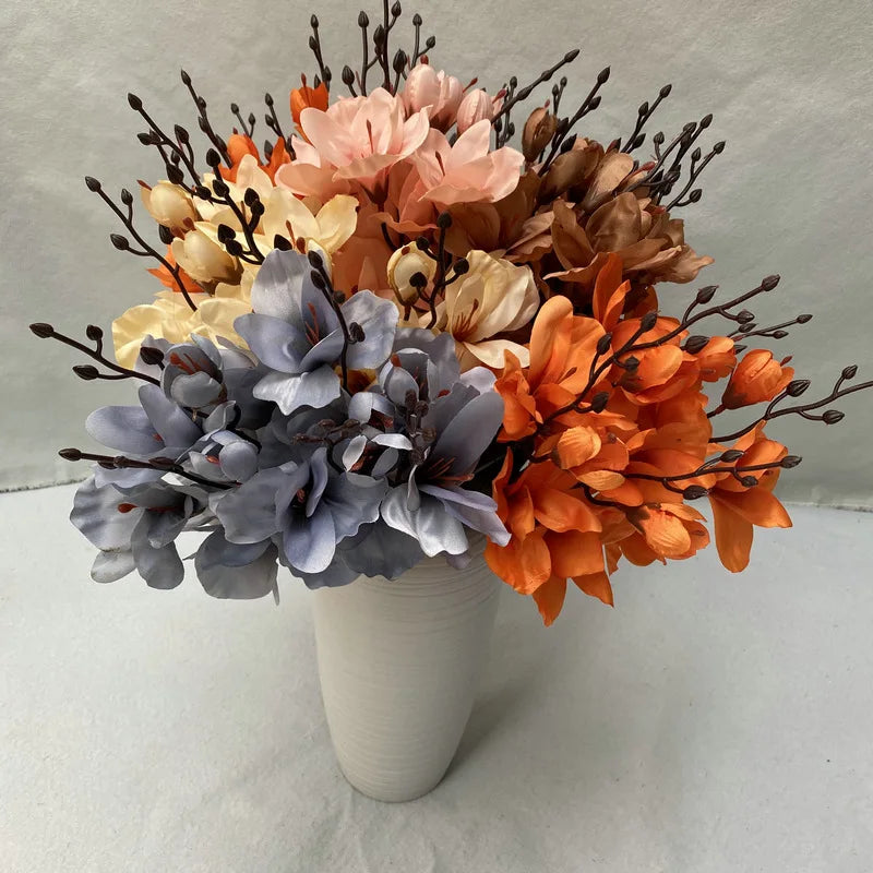 bouquet artificiel fleurs magnolia soie blanc bleu violet rouge intérieur décoration maison anniversaire fête