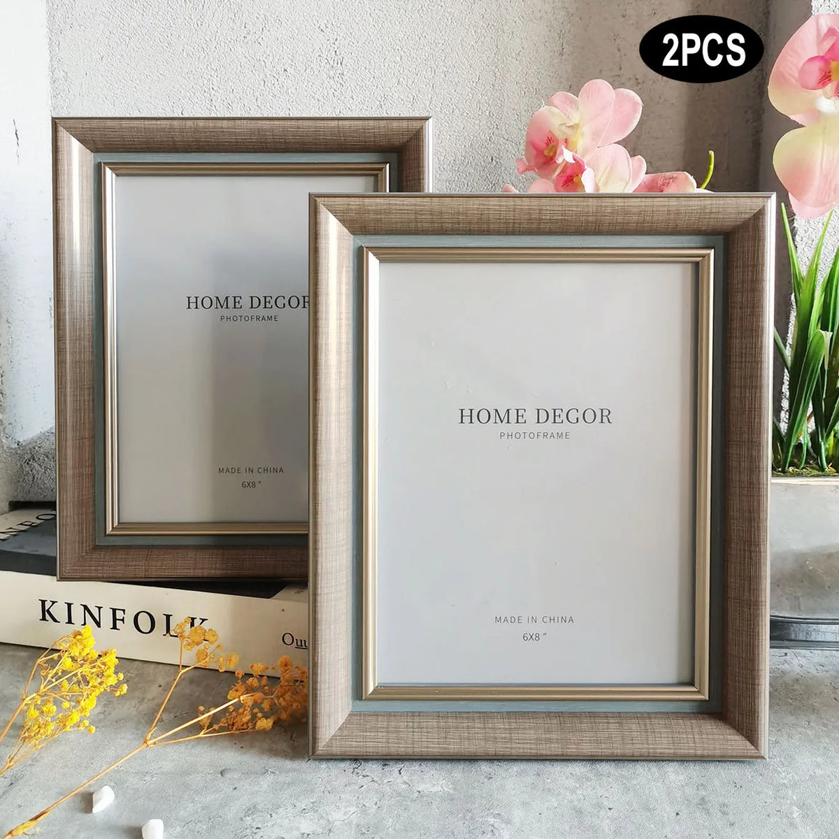 cadre photo 10x15cm 15x20cm 20x25cm beige gris clair doré classique mur table decoration