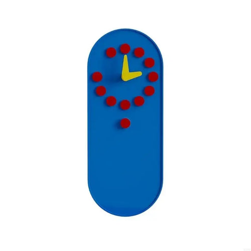 horloge murale moderne jaune bleu ronds souriant adhésif salon chambre aiguille plastique