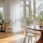 rideaux blancs tulle transparent moderne fin léger décoration intérieure épuréeôtel chambre coucher