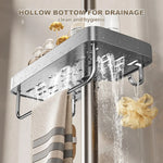 étagère douche argentée moderne vis fixations étagères accessoires toilettes shampooing savonDecoration
