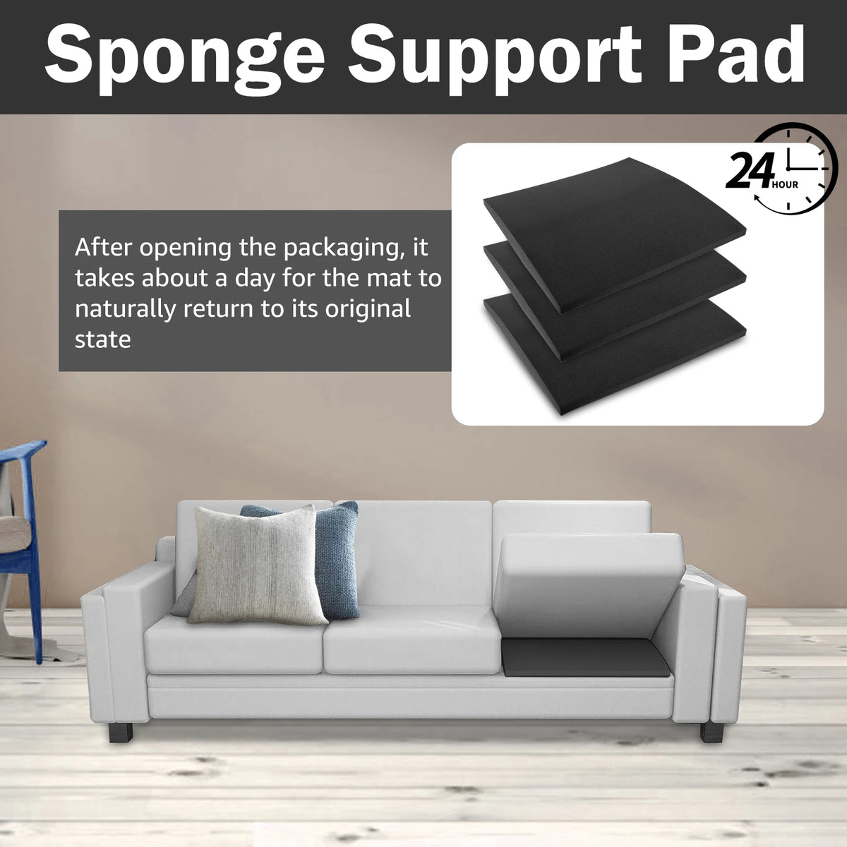 soutien canapé mousse mémoire forme pads noirs moderne salon sièges trois pièces