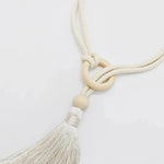attaches rideau tassel bois moderne élégant franges anneaux chanvre uni beigeclair