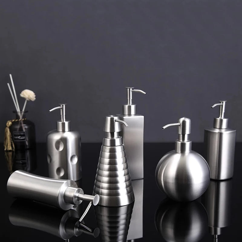 distributeur savon liquide moderne argenté 260ml 300ml 320ml 350ml 400ml 500ml 550ml pompes pression