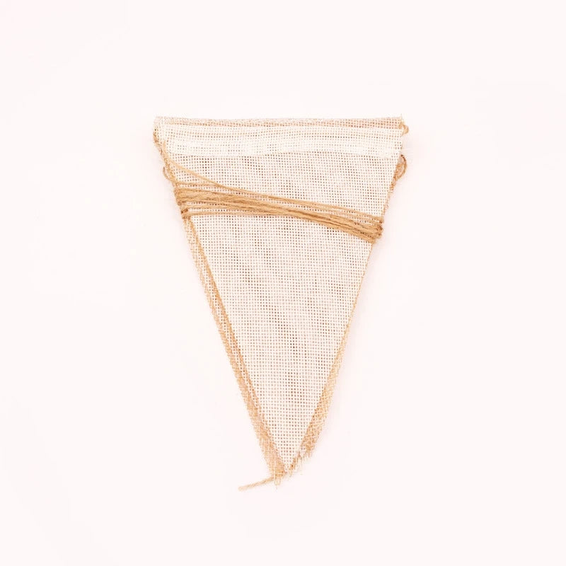 guirlande fanions toile jute blanc beige rustique mariage anniversaire deco enfant