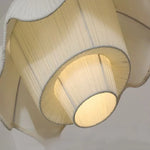 lampe suspendue moderne tissu blanc beige rayures plissées chaîne métallique 4500K 3000K 6000K 90