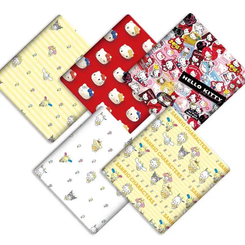 tissu polyester coton motifs dessins animés hello kitty my melody cinnamoroll protège cahiers enfants