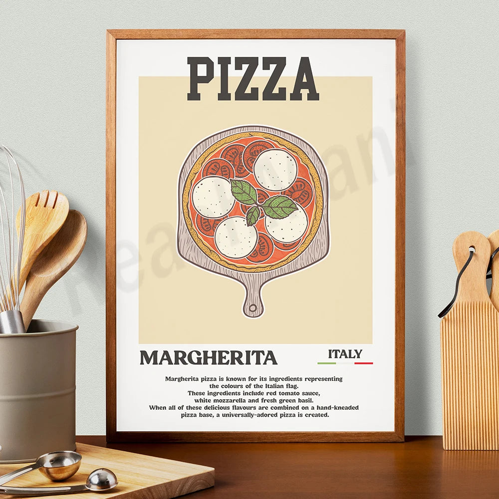 Une délicieuse pizza Margherita avec sa garniture représentant les couleurs du drapeau italien - sauce tomate, mozzarella blanche et basilic frais, le tout sur une pâte pétrie à la main.