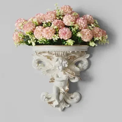 décoration murale résine cherubin baroque fleurs artificielles vintage étagères murales blanc bleu turquoise