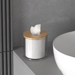 boîte rangement mouchoirs transparent bois minimaliste moderne papier texturé rouleau papier blanc naturel