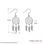 boucles d'oreilles ethniques bohèmes attrape rêves plumes filetage argenté 925 sterling femmes partie festive