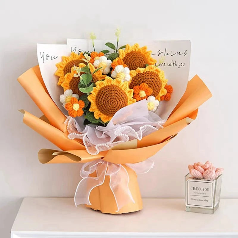 bouquet fleurs artificielles tournesols jaune orange blanc décoration mariage cadeau fête enseignants