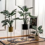 plantes artificielles vertes feuilles grandes moderne pot support métallique exposition extérieure