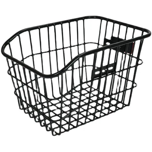 panier arrière vélo acier noir gris violet rustique fil fer tressé sangles fixations utilitaire