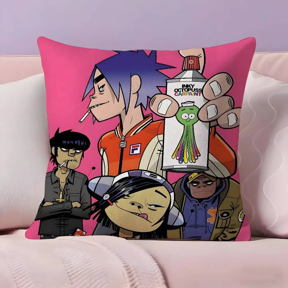 taies d'oreiller dessin animé gorillaz multicolore ultra douces polyester modernes maison hospitalière confortables motifs