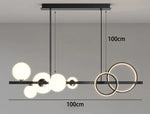 suspension lumineuse moderne noir doré verre transparent anneaux lumineux globes contemporains