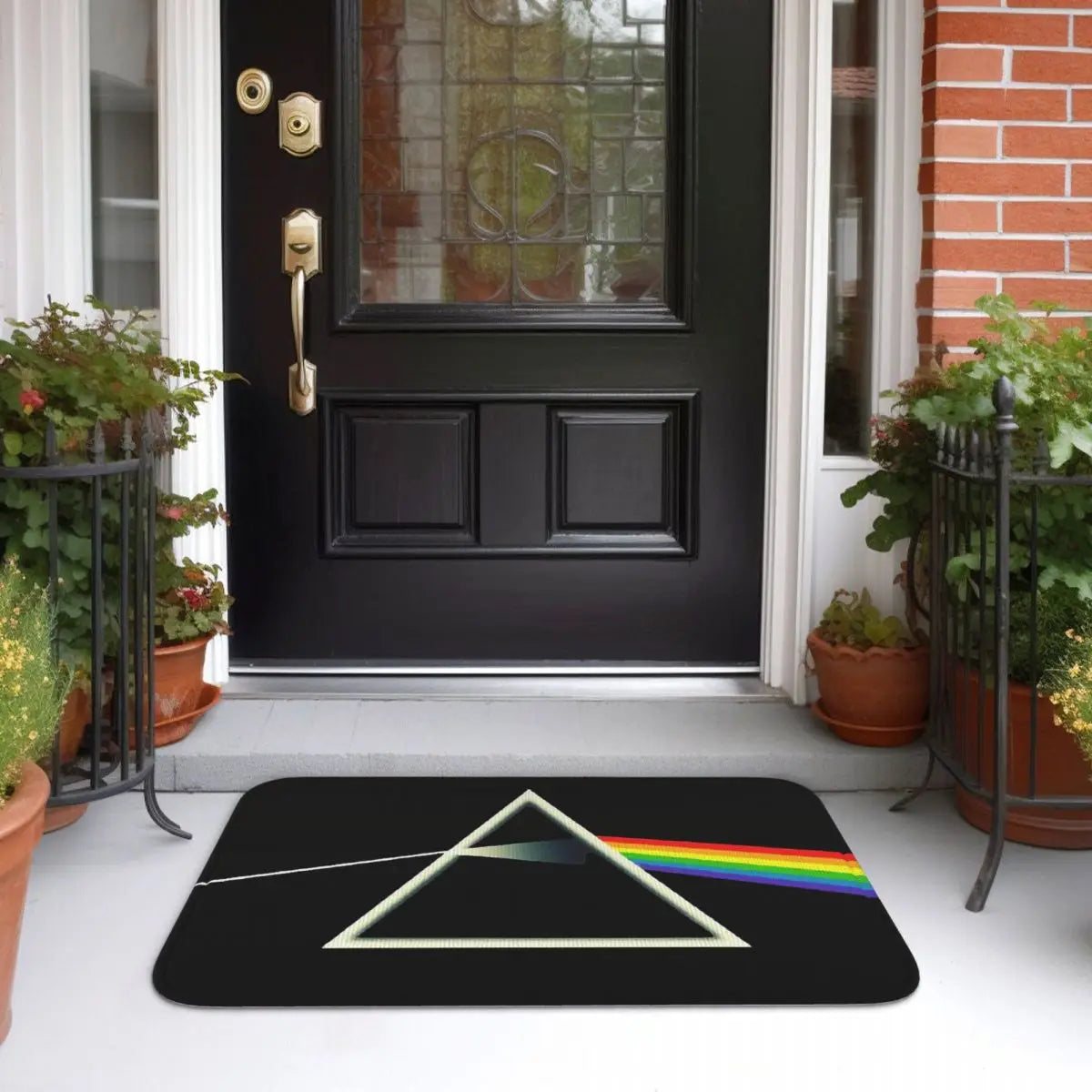 tapis moderne noir blanc arc ciel triangle imperméable antidérapant coton polyester porte sol bain