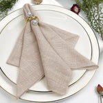 Serviettes table coton texture rugueuse rustique ruban jute fleur séchée violetclair 30x30cm mariage décoration