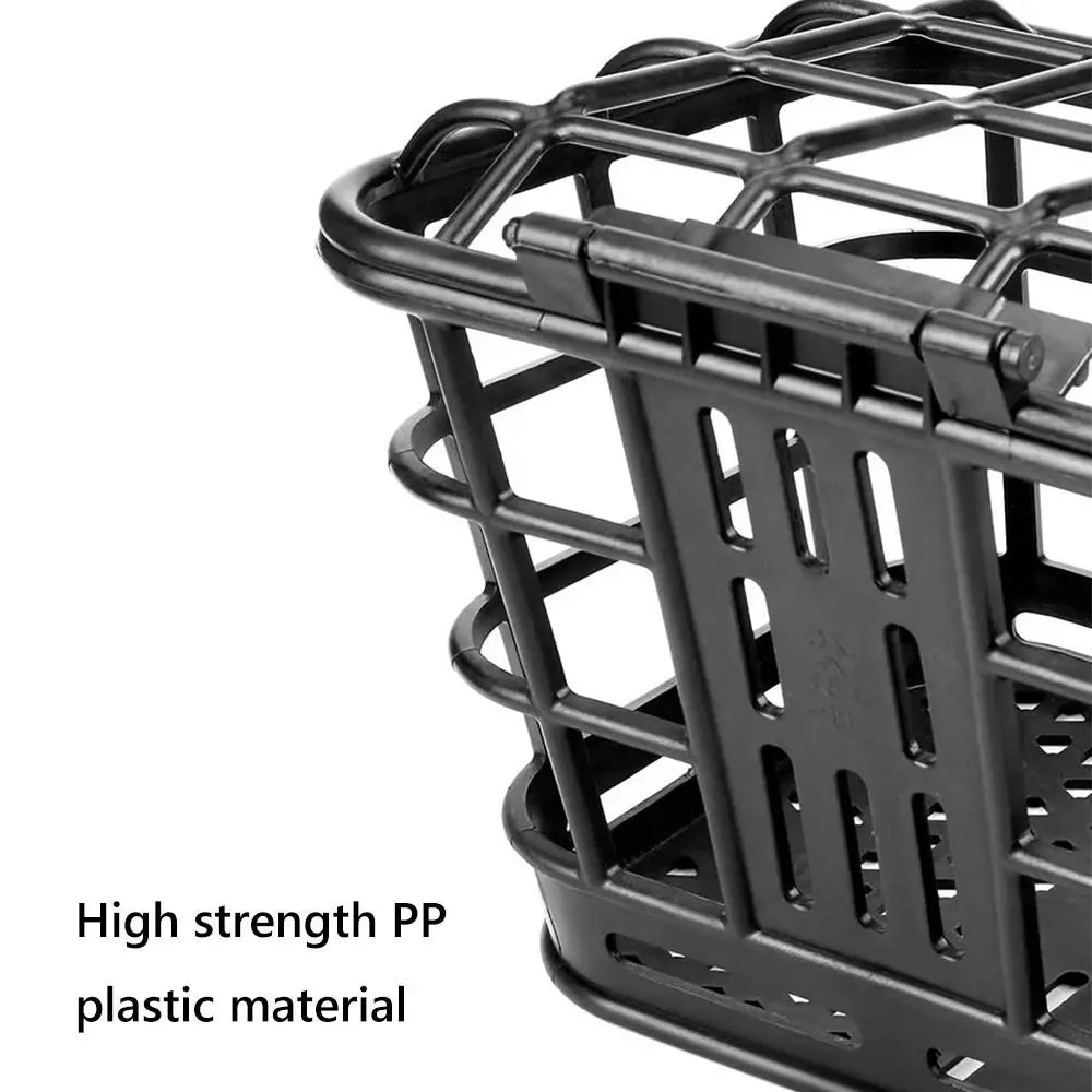 panier avant vélo électrique noir couvercle plastique structure grille utilitaire transport fruits légumes