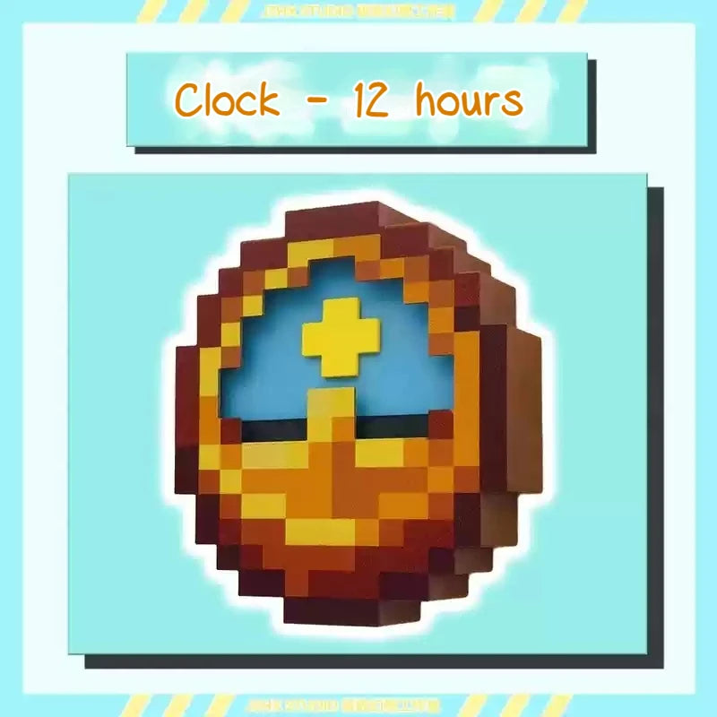 horloge murale minecraft pixelisée blocs couleurs vives décoration maison chambre salon