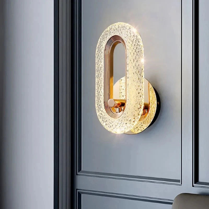 lampe murale moderne or blanc texture tissu motif géométrique led chambre salle manger étude