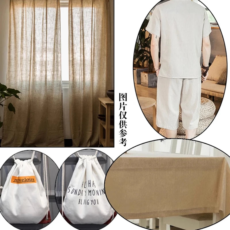 toile lin naturelle beige rustique sac coussin rideaux décoration maison tissu artisanal