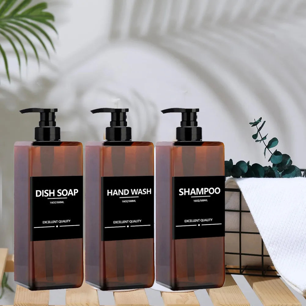 lot flacons distributeur savon liquide noir mat étiquettes salle bain