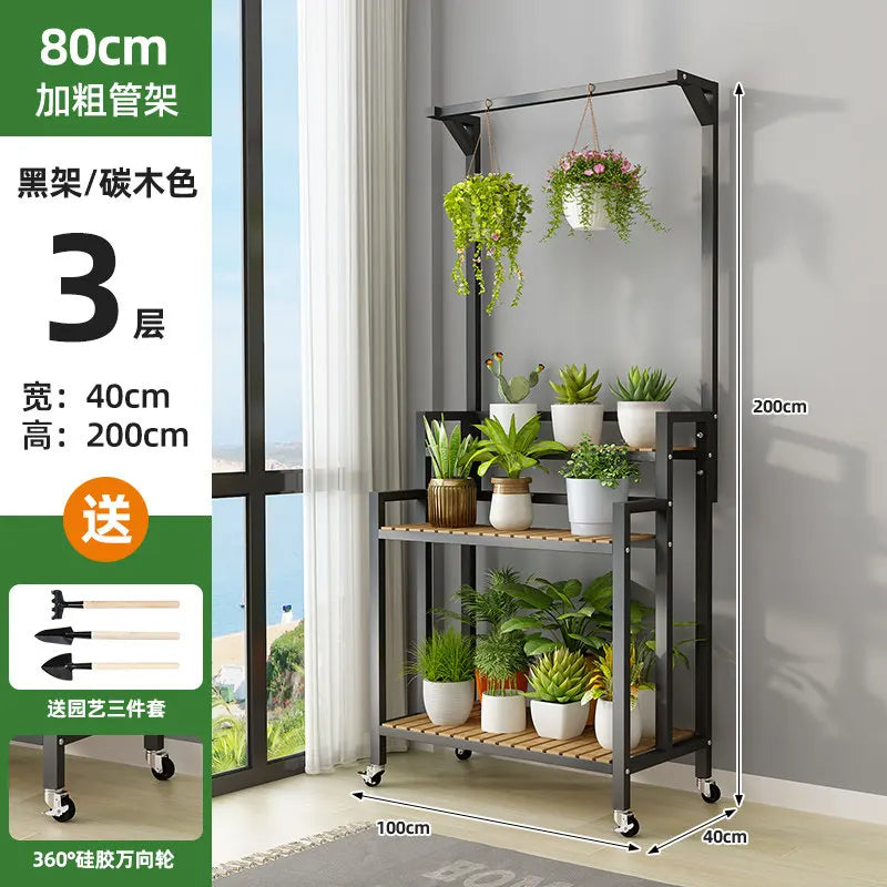 étagère plantes bois métal roulettes meuble jardin intérieur blanc moderne