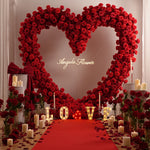 arche decorative coeur roses rouges blanches evenements anniversaires fete mariage deco romantique lettres lumineuses